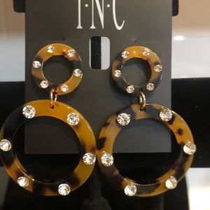 iNC leopard crystal enameled earrings